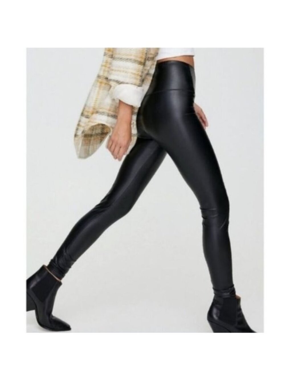 7 For All Mankind Black Fleece Lined Leggings With Wide Waistband